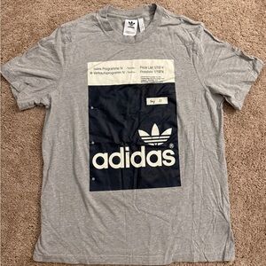 Adidas T-Shirt Men size Large Gray Black Graphic Tee Short Sleeve Cotton Top